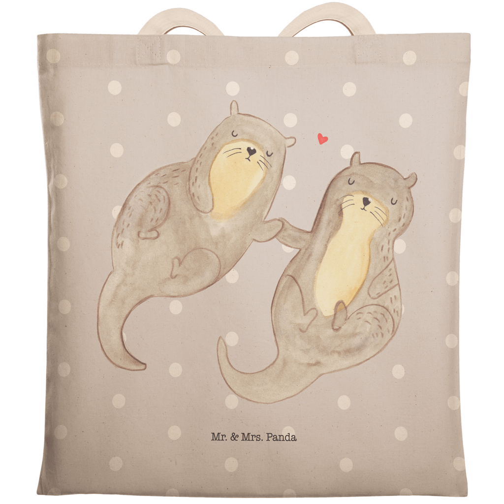 Einkaufstasche Otter händchenhaltend Tragetasche, Tasche, Beutel, Stofftasche, Baumwolltasche, Umhängetasche, Shopper, Otter, Fischotter, Seeotter, Otter Seeotter See Otter