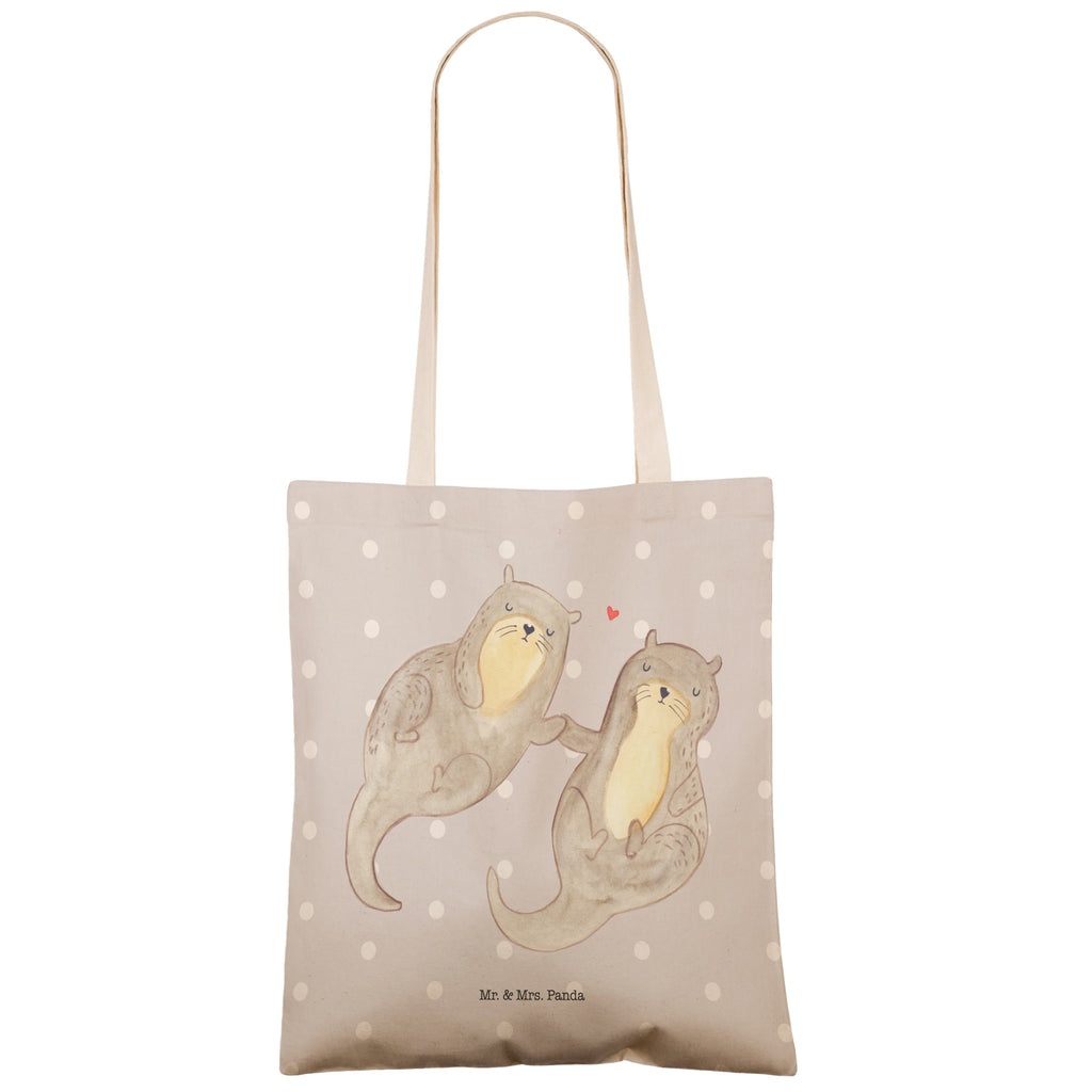 Einkaufstasche Otter händchenhaltend Tragetasche, Tasche, Beutel, Stofftasche, Baumwolltasche, Umhängetasche, Shopper, Otter, Fischotter, Seeotter, Otter Seeotter See Otter