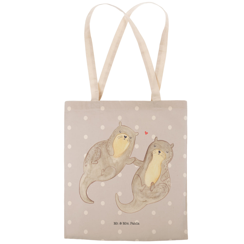 Einkaufstasche Otter händchenhaltend Tragetasche, Tasche, Beutel, Stofftasche, Baumwolltasche, Umhängetasche, Shopper, Otter, Fischotter, Seeotter, Otter Seeotter See Otter