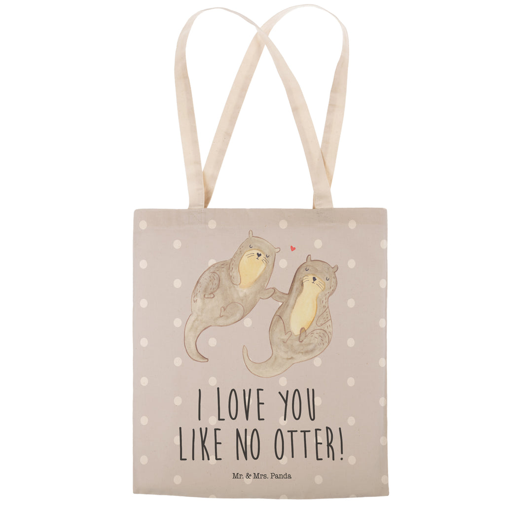 Einkaufstasche Otter händchenhaltend Tragetasche, Tasche, Beutel, Stofftasche, Baumwolltasche, Umhängetasche, Shopper, Otter, Fischotter, Seeotter, Otter Seeotter See Otter