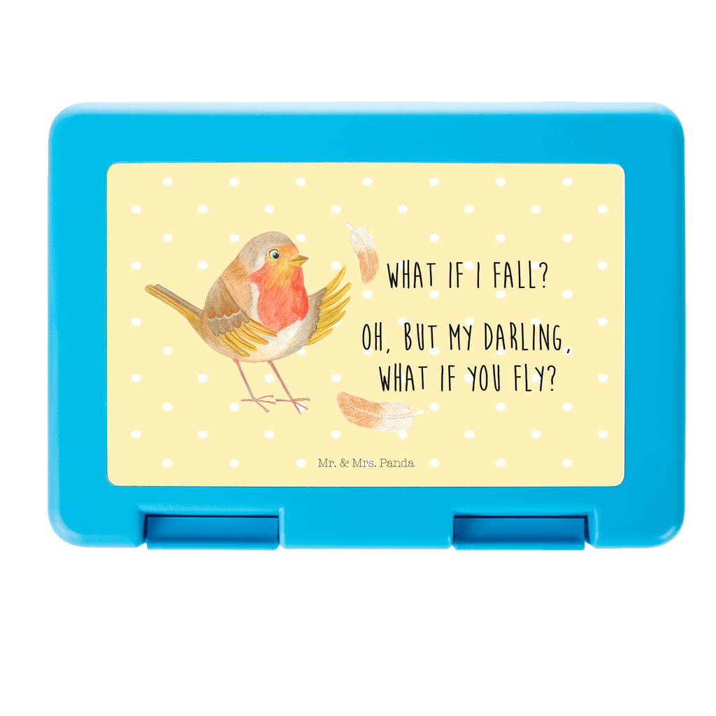 Brotdose Rotkehlchen mit Federn Brotbox, Snackbox, Lunch box, Butterbrotdose, Brotzeitbox, Tiermotive, Gute Laune, lustige Sprüche, Tiere, What if i fall, Rotkehlchen, Spruch Motivation, Spruch Mut, Vogel, Motivation Sprüche, Motivationsbilder, fliegen
