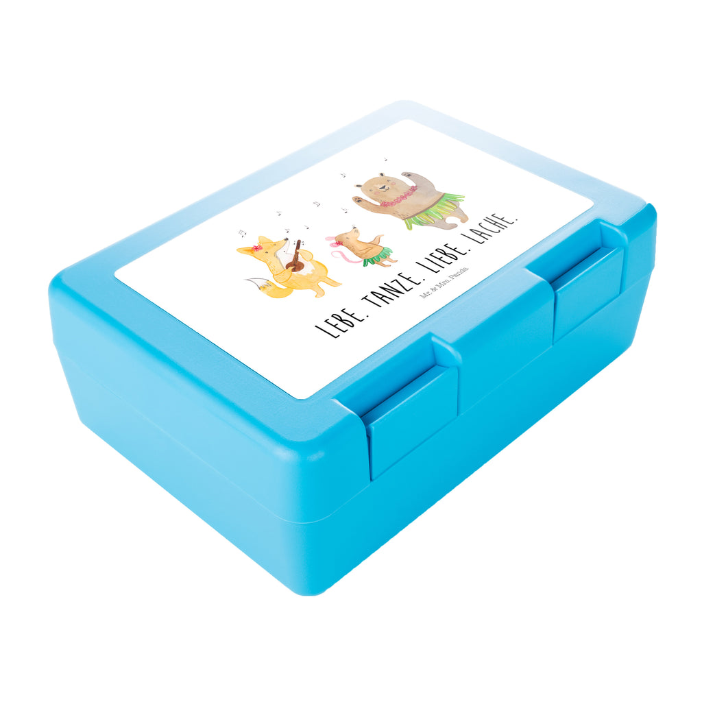 Brotdose Waldtiere Aloha Brotbox, Snackbox, Lunch box, Butterbrotdose, Brotzeitbox, Tiermotive, Gute Laune, lustige Sprüche, Tiere, Wald, Waldtiere, Musik, Aloha, Bär, Hase, Igel, Tanzen, Leben, Lachen