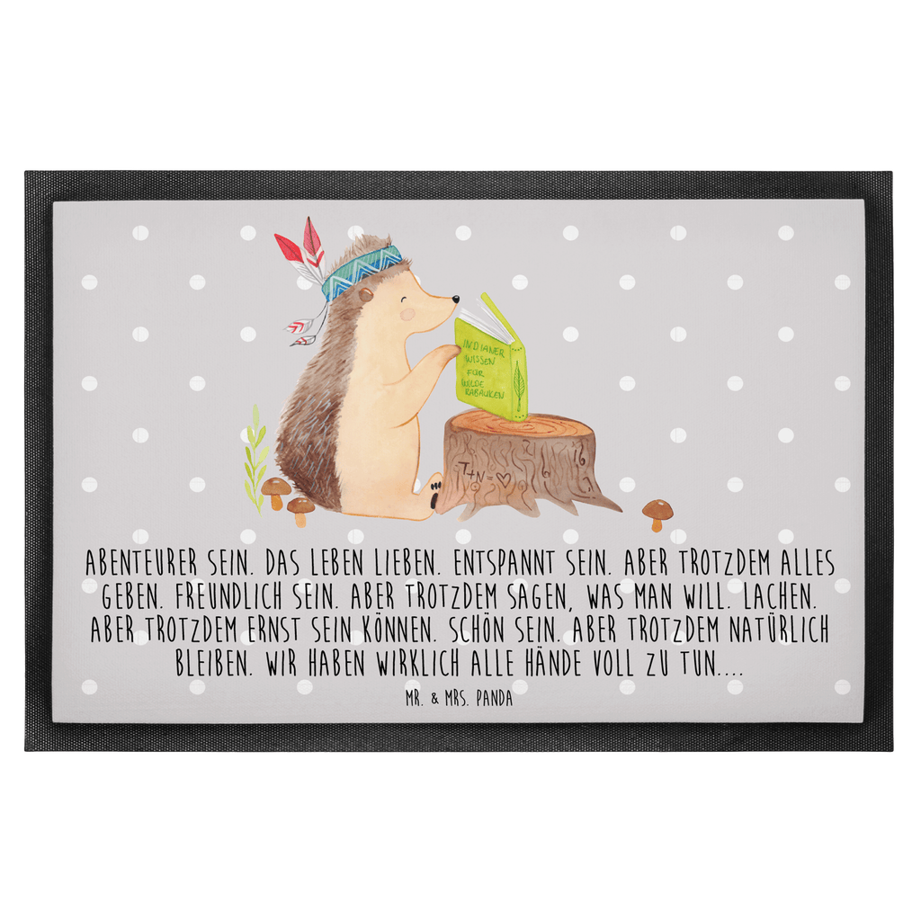 Fußmatte Igel Indianer Igel, Indianer, Abenteuer, Lagerfeuer, Camping Türvorleger, Schmutzmatte, Fußabtreter, Matte, Schmutzfänger, Fußabstreifer, Schmutzfangmatte, Türmatte, Motivfußmatte,  Haustürmatte, Vorleger  Waldtiere, Tiere