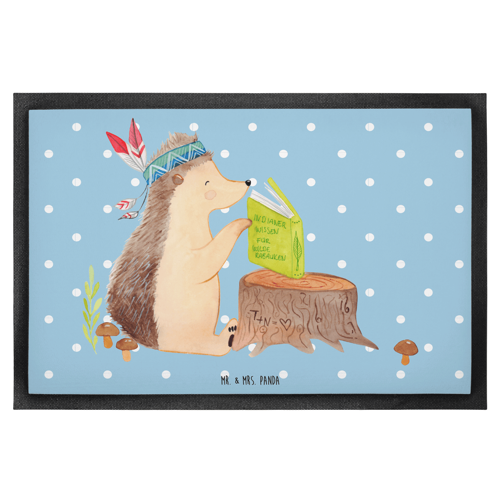 Fußmatte Igel Indianer Igel, Indianer, Abenteuer, Lagerfeuer, Camping Türvorleger, Schmutzmatte, Fußabtreter, Matte, Schmutzfänger, Fußabstreifer, Schmutzfangmatte, Türmatte, Motivfußmatte,  Haustürmatte, Vorleger  Waldtiere, Tiere