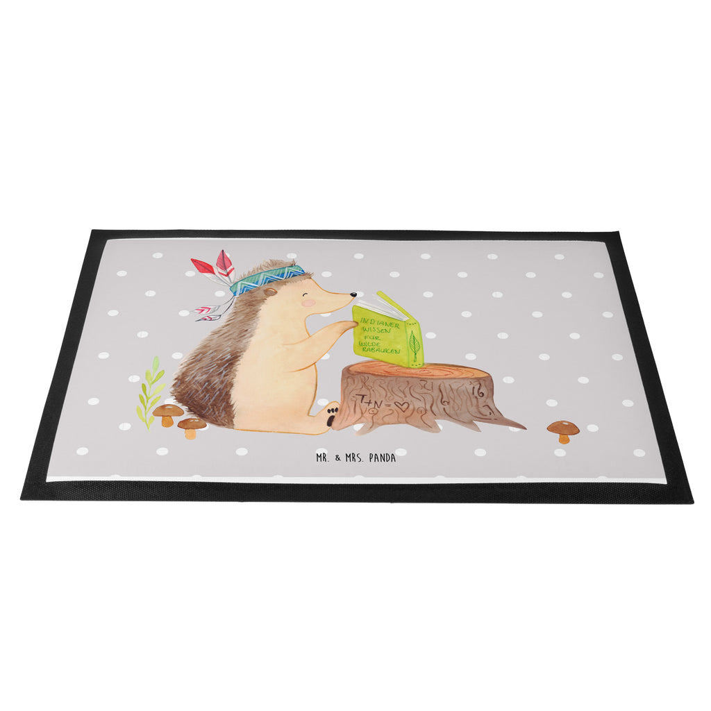 Fußmatte Igel Indianer Igel, Indianer, Abenteuer, Lagerfeuer, Camping Türvorleger, Schmutzmatte, Fußabtreter, Matte, Schmutzfänger, Fußabstreifer, Schmutzfangmatte, Türmatte, Motivfußmatte,  Haustürmatte, Vorleger  Waldtiere, Tiere