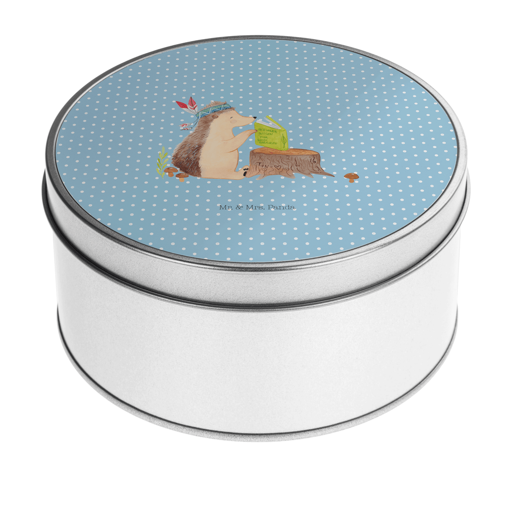 Blechdose rund Igel Indianer Metalldose, Keksdose, Dose, Vorratsdose, Geschenkbox, Waldtiere, Tiere, Igel, Indianer, Abenteuer, Lagerfeuer, Camping