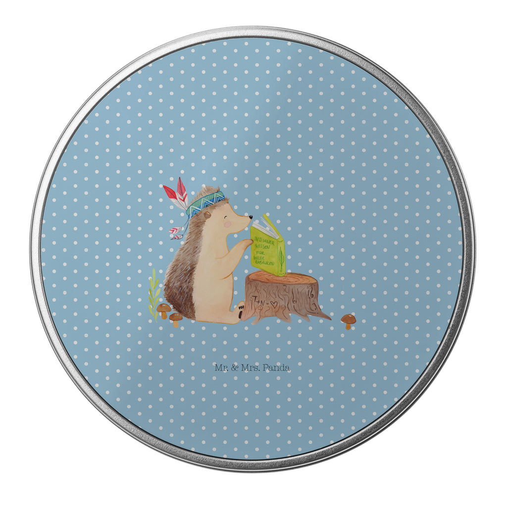 Blechdose rund Igel Indianer Metalldose, Keksdose, Dose, Vorratsdose, Geschenkbox, Waldtiere, Tiere, Igel, Indianer, Abenteuer, Lagerfeuer, Camping