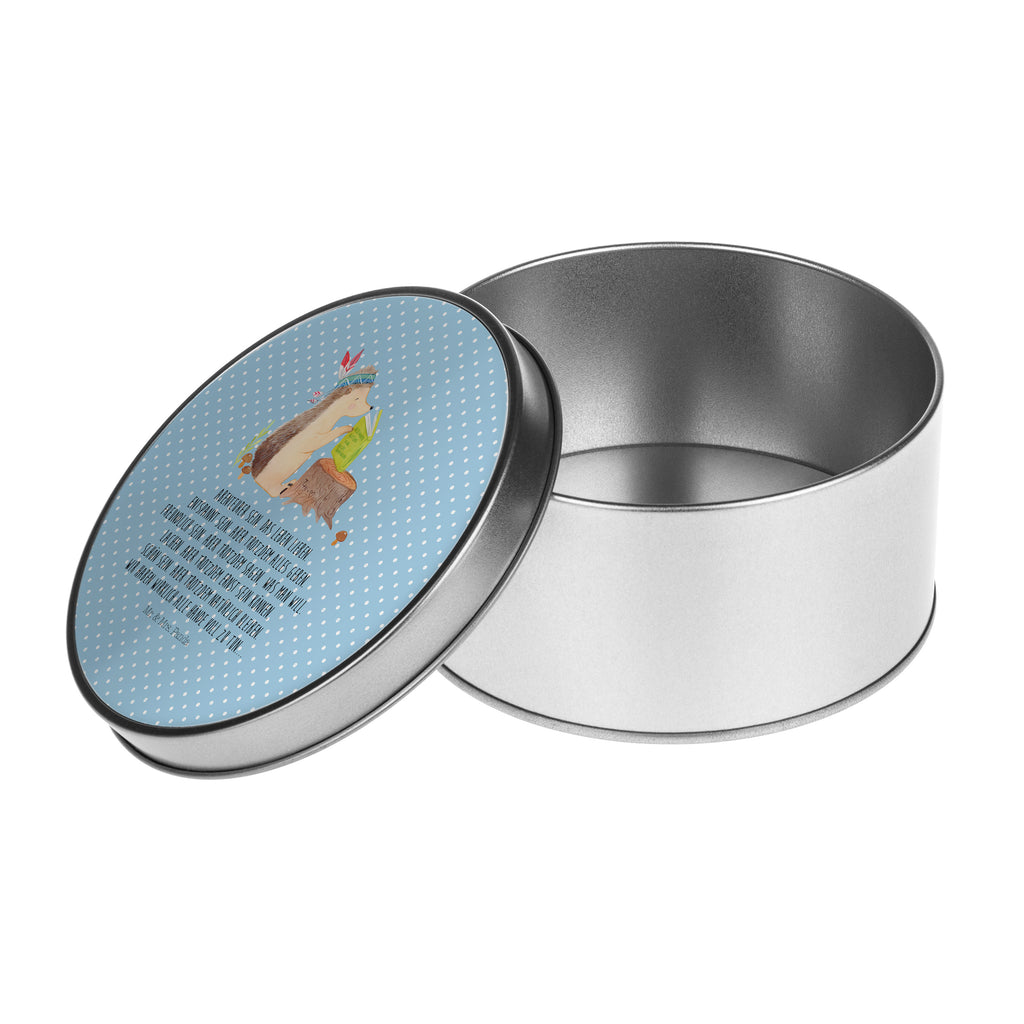 Blechdose rund Igel Indianer Metalldose, Keksdose, Dose, Vorratsdose, Geschenkbox, Waldtiere, Tiere, Igel, Indianer, Abenteuer, Lagerfeuer, Camping