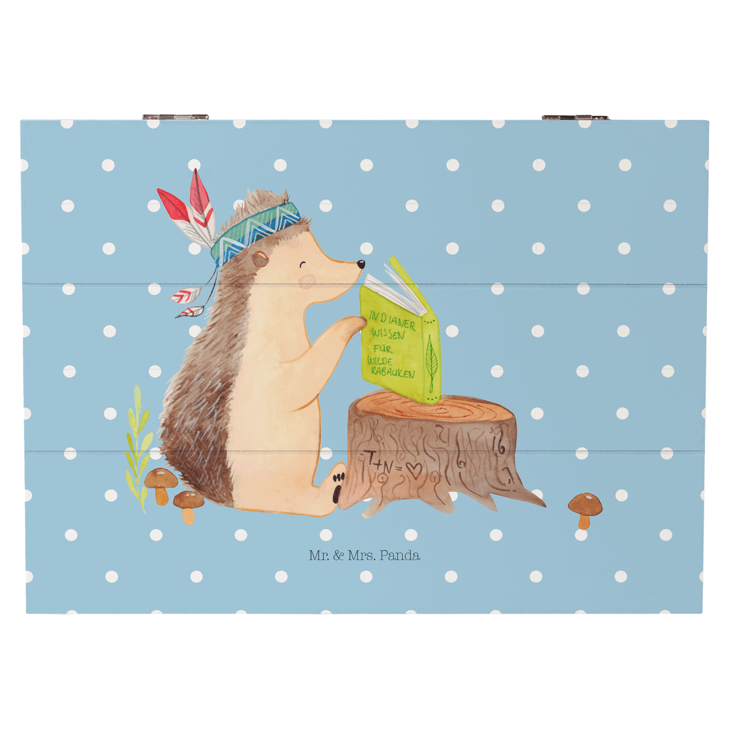 Holzkiste Igel Indianer Holzkiste, Kiste, Schatzkiste, Truhe, Schatulle, XXL, Erinnerungsbox, Erinnerungskiste, Dekokiste, Aufbewahrungsbox, Waldtiere, Tiere, Igel, Indianer, Abenteuer, Lagerfeuer, Camping