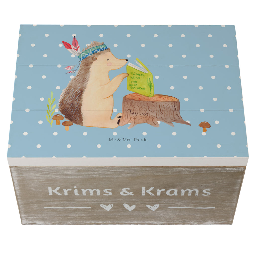 Holzkiste Igel Indianer Holzkiste, Kiste, Schatzkiste, Truhe, Schatulle, XXL, Erinnerungsbox, Erinnerungskiste, Dekokiste, Aufbewahrungsbox, Waldtiere, Tiere, Igel, Indianer, Abenteuer, Lagerfeuer, Camping