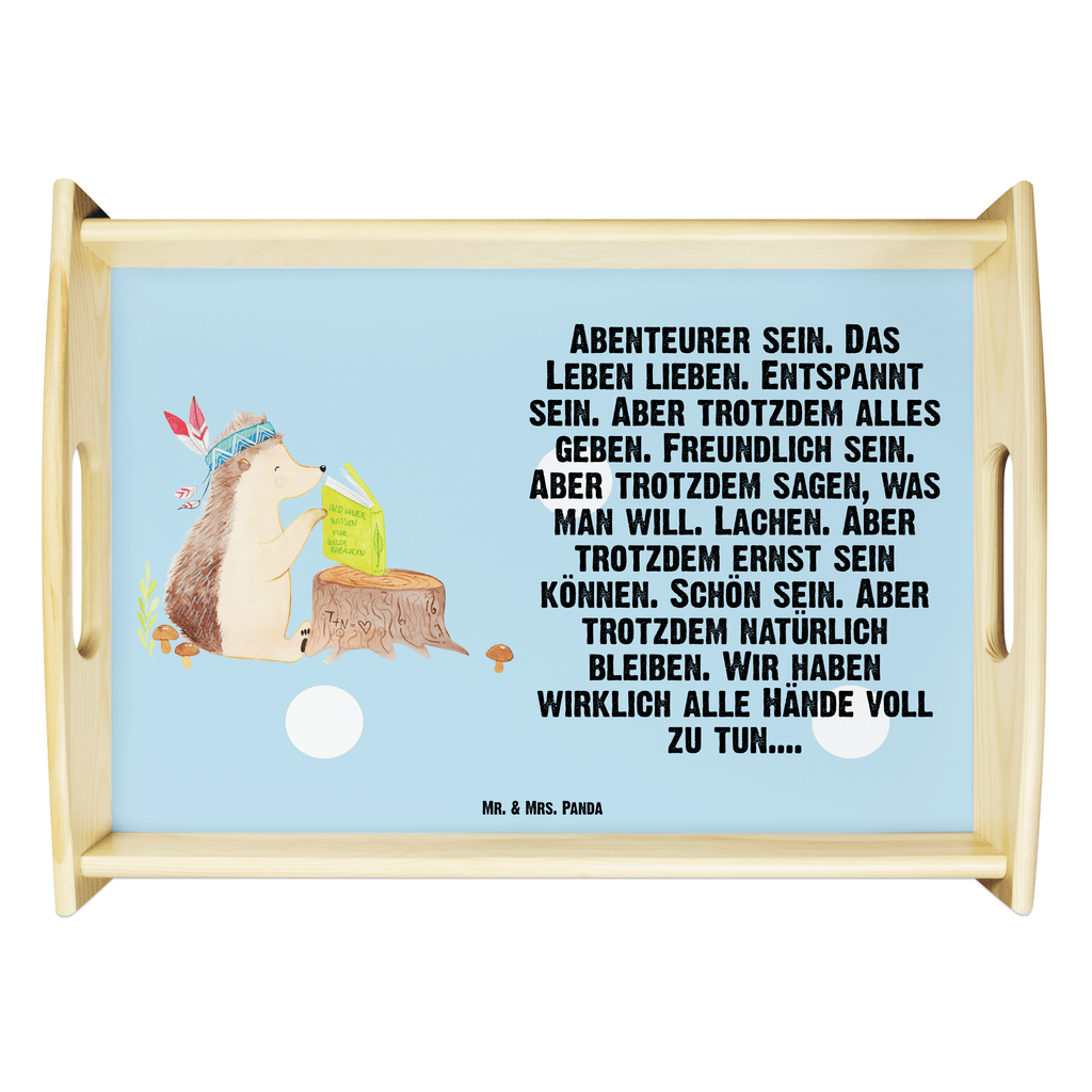 Serviertablett Igel Indianer Tablett, Holztablett, Küchentablett, Dekotablett, Frühstückstablett, Waldtiere, Tiere, Igel, Indianer, Abenteuer, Lagerfeuer, Camping