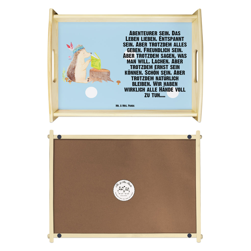 Serviertablett Igel Indianer Tablett, Holztablett, Küchentablett, Dekotablett, Frühstückstablett, Waldtiere, Tiere, Igel, Indianer, Abenteuer, Lagerfeuer, Camping