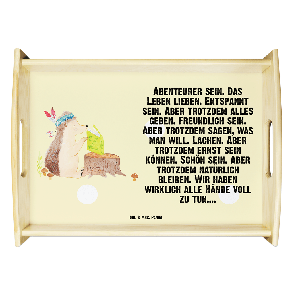 Serviertablett Igel Indianer Tablett, Holztablett, Küchentablett, Dekotablett, Frühstückstablett, Waldtiere, Tiere, Igel, Indianer, Abenteuer, Lagerfeuer, Camping