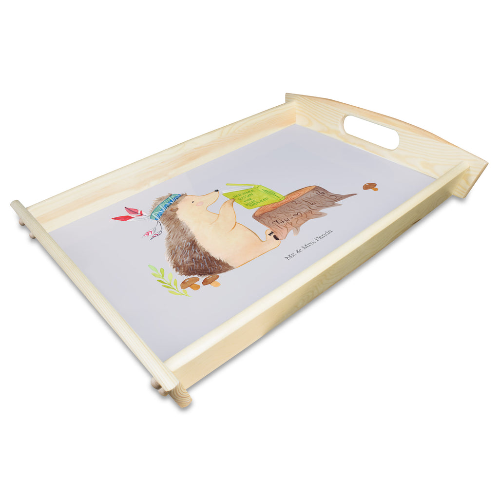 Serviertablett Igel Indianer Tablett, Holztablett, Küchentablett, Dekotablett, Frühstückstablett, Waldtiere, Tiere, Igel, Indianer, Abenteuer, Lagerfeuer, Camping