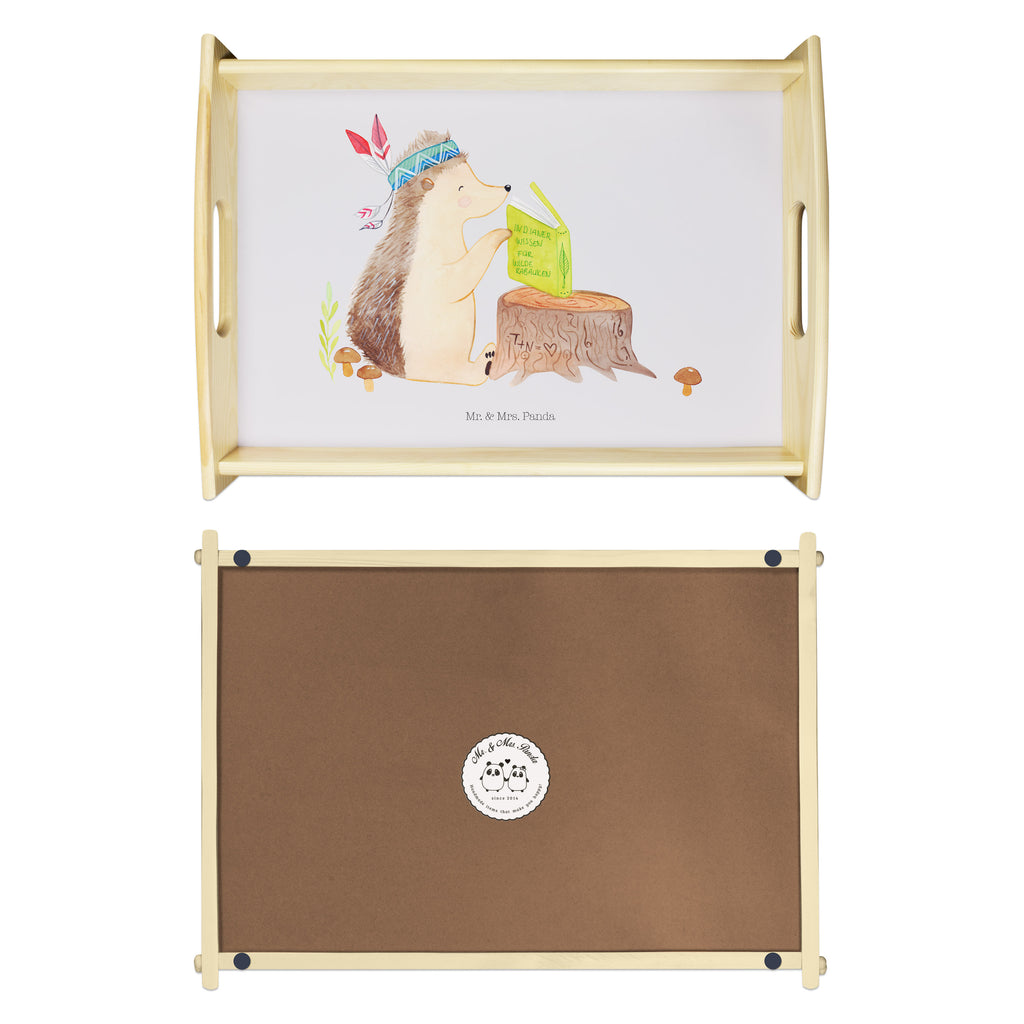 Serviertablett Igel Indianer Tablett, Holztablett, Küchentablett, Dekotablett, Frühstückstablett, Waldtiere, Tiere, Igel, Indianer, Abenteuer, Lagerfeuer, Camping