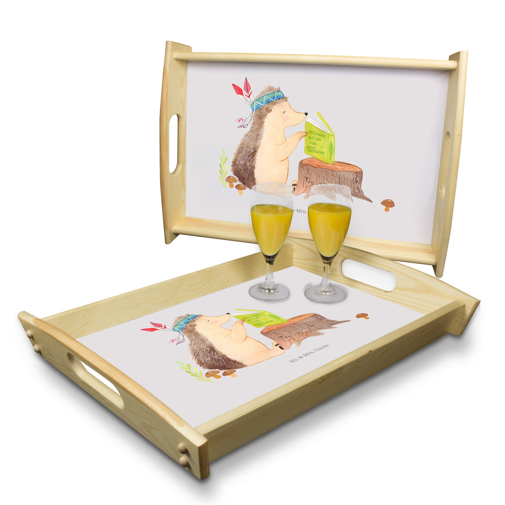 Serviertablett Igel Indianer Tablett, Holztablett, Küchentablett, Dekotablett, Frühstückstablett, Waldtiere, Tiere, Igel, Indianer, Abenteuer, Lagerfeuer, Camping