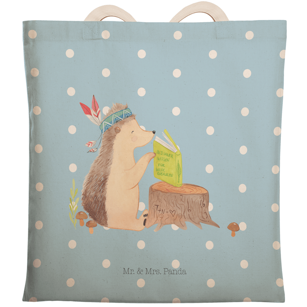 Einkaufstasche Igel Indianer Tragetasche, Tasche, Beutel, Stofftasche, Baumwolltasche, Umhängetasche, Shopper, Waldtiere, Tiere, Igel, Indianer, Abenteuer, Lagerfeuer, Camping