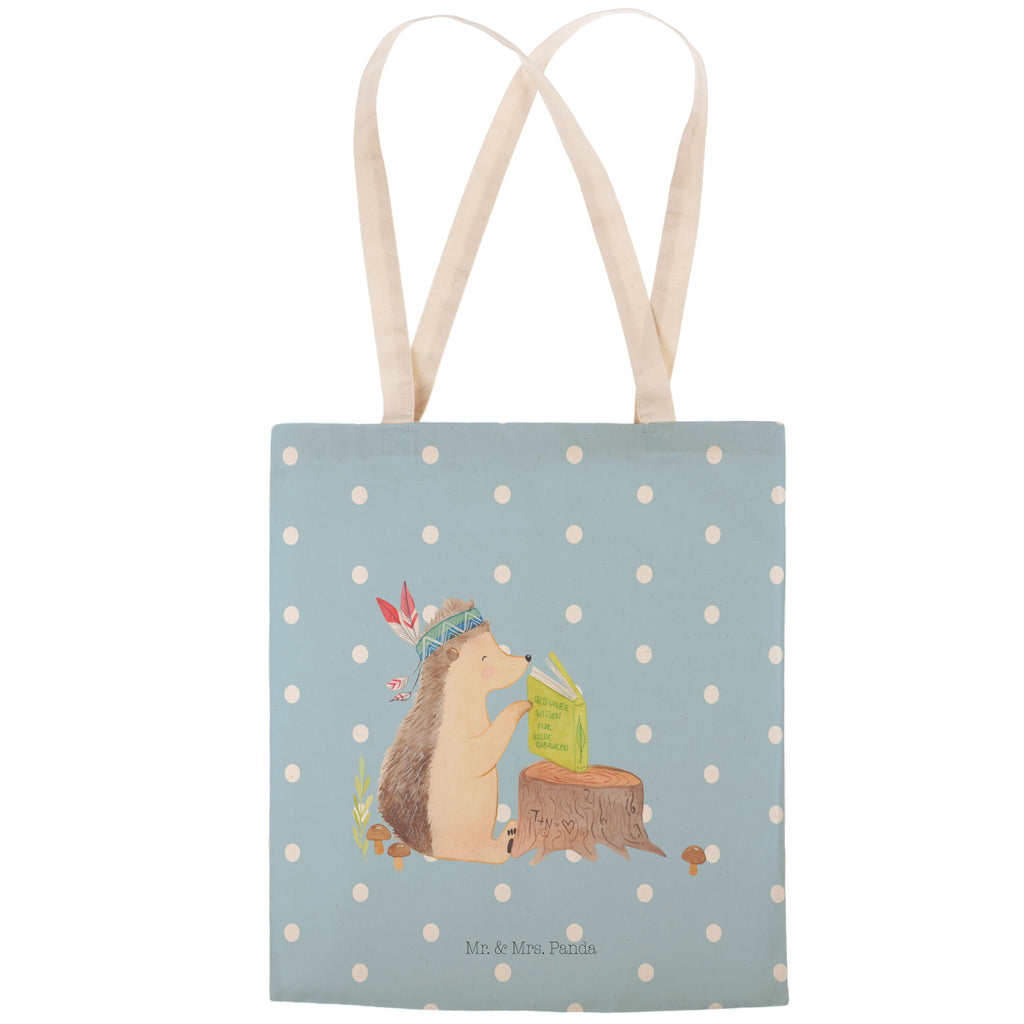 Einkaufstasche Igel Indianer Tragetasche, Tasche, Beutel, Stofftasche, Baumwolltasche, Umhängetasche, Shopper, Waldtiere, Tiere, Igel, Indianer, Abenteuer, Lagerfeuer, Camping