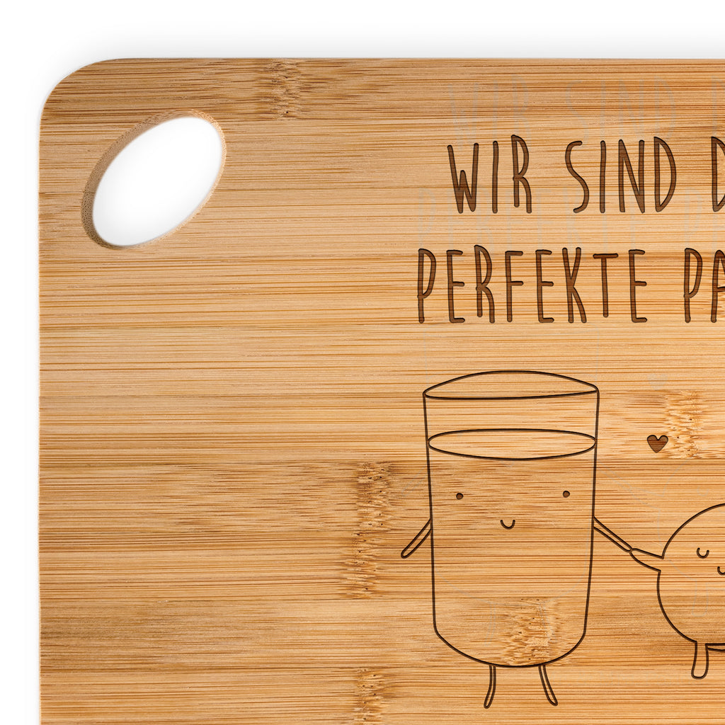 Bambus - Schneidebrett Milch & Keks Küchenbrett, Frühstücksbrett, Hackbrett, Brett, Holzbrettchen, Tiermotive, Gute Laune, lustige Sprüche, Tiere, Milk, Cookie, Milch, Keks, Kekse, Kaffee, Einladung Frühstück, Motiv süß, romantisch, perfektes Paar