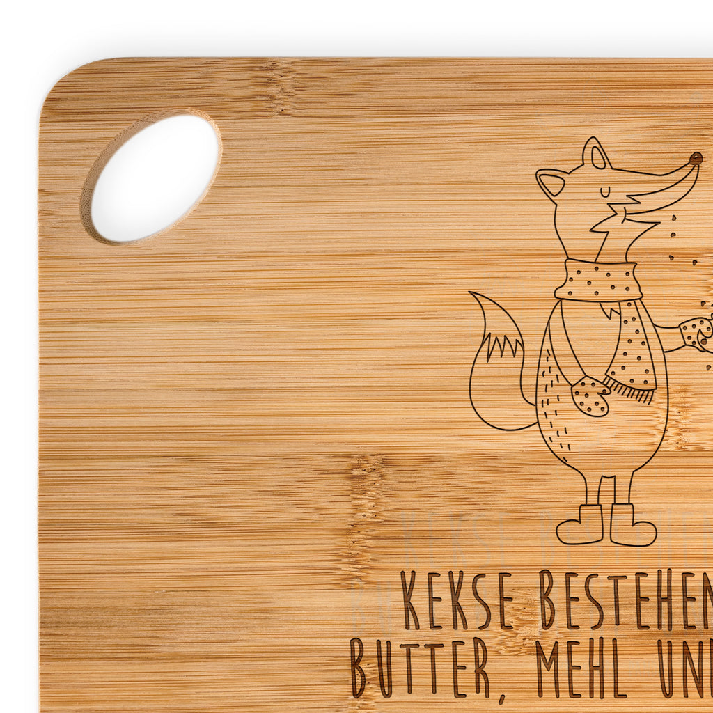 Bambus - Schneidebrett Fuchs Keks Küchenbrett, Frühstücksbrett, Hackbrett, Brett, Holzbrettchen, Fuchs, Füchse, Backen Spruch, Kekse, Winter, Weihnachtszeit, Plätzchen, Liebe, Küche Deko