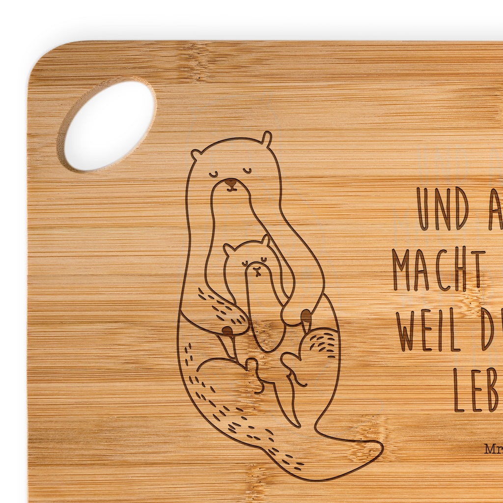 Bambus - Schneidebrett Otter mit Kind Küchenbrett, Frühstücksbrett, Hackbrett, Brett, Holzbrettchen, Otter, Fischotter, Seeotter, Otter Seeotter See Otter