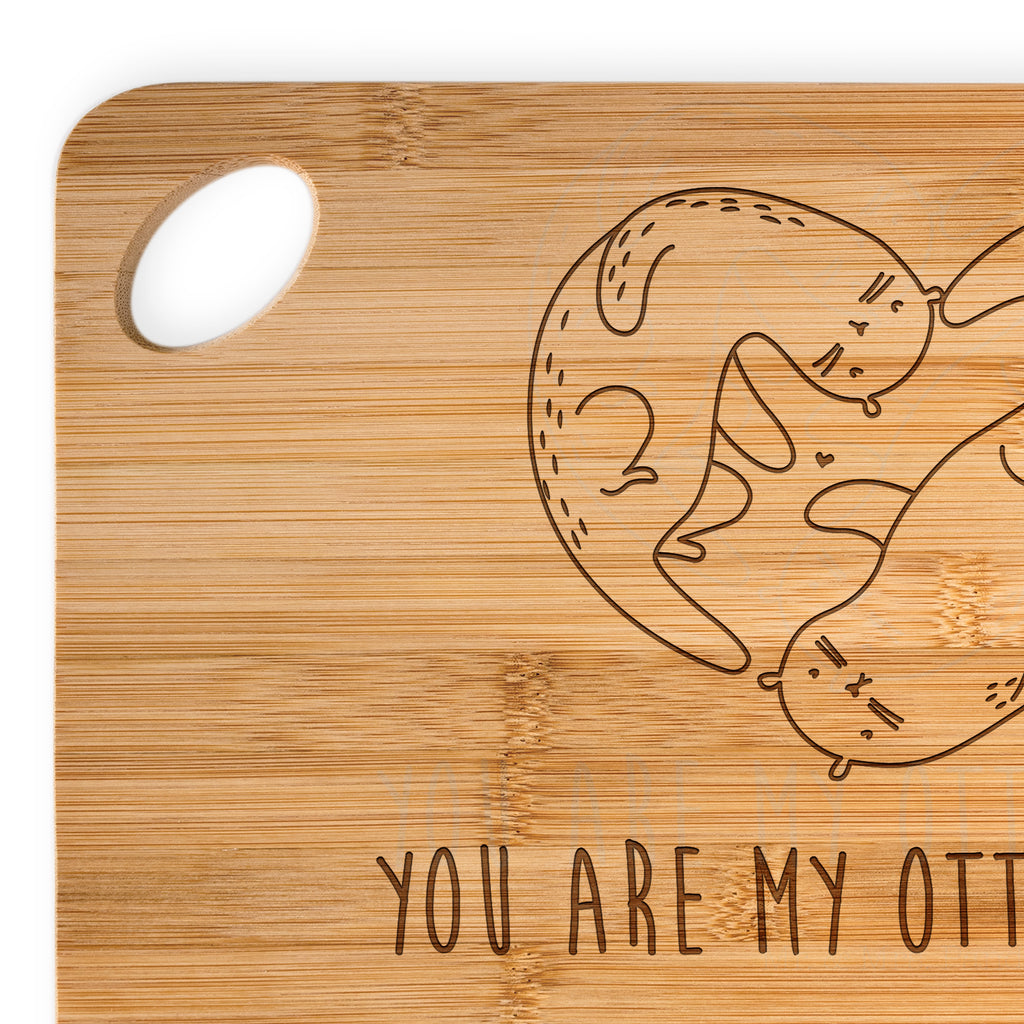 Bambus - Schneidebrett Otter Herz Küchenbrett, Frühstücksbrett, Hackbrett, Brett, Holzbrettchen, Otter, Fischotter, Seeotter, Liebe, Herz, Liebesbeweis, Liebesgeschenk, Bessere Hälfte, Love you, Jahrestag, Hochzeitstag, Verlobung, gemeinsames Leben