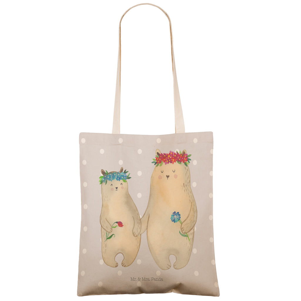 Einkaufstasche Bären mit Blumenkranz Tragetasche, Tasche, Beutel, Stofftasche, Baumwolltasche, Umhängetasche, Shopper, Familie, Vatertag, Muttertag, Bruder, Schwester, Mama, Papa, Oma, Opa, Bär, Bären, Mutter, Mutti, Mami, Lieblingsmensch, Lieblingsmama, beste Mutter, weltbeste Mama, Geschenk Mama. Muttertag, Tochter, Kind, Kinder, Töchter, Family, Vorbild