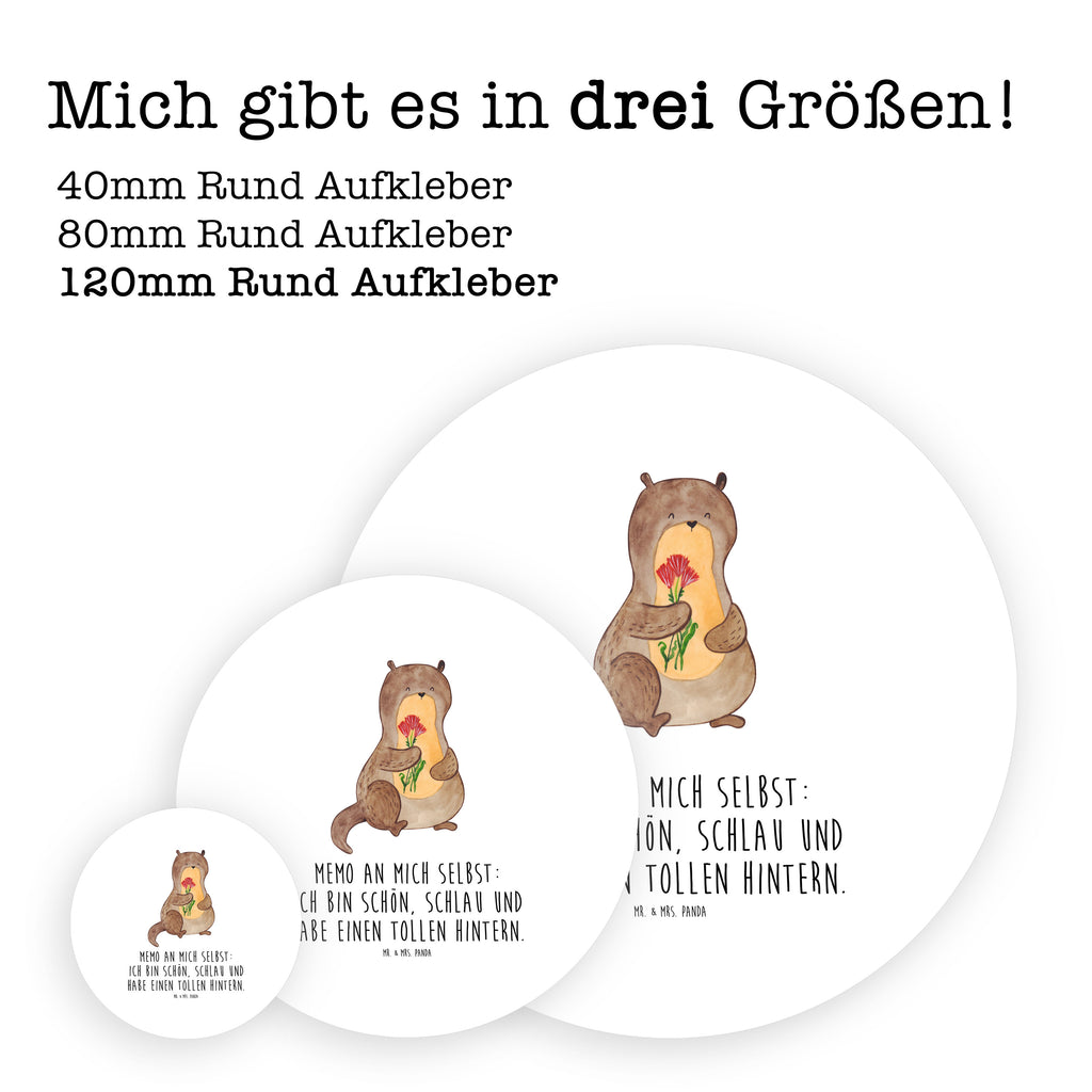 120mm Rund Aufkleber Otter Blumenstrauß Sticker, Aufkleber, Etikett, Kinder, rund, Otter, Fischotter, Seeotter, Otter Seeotter See Otter