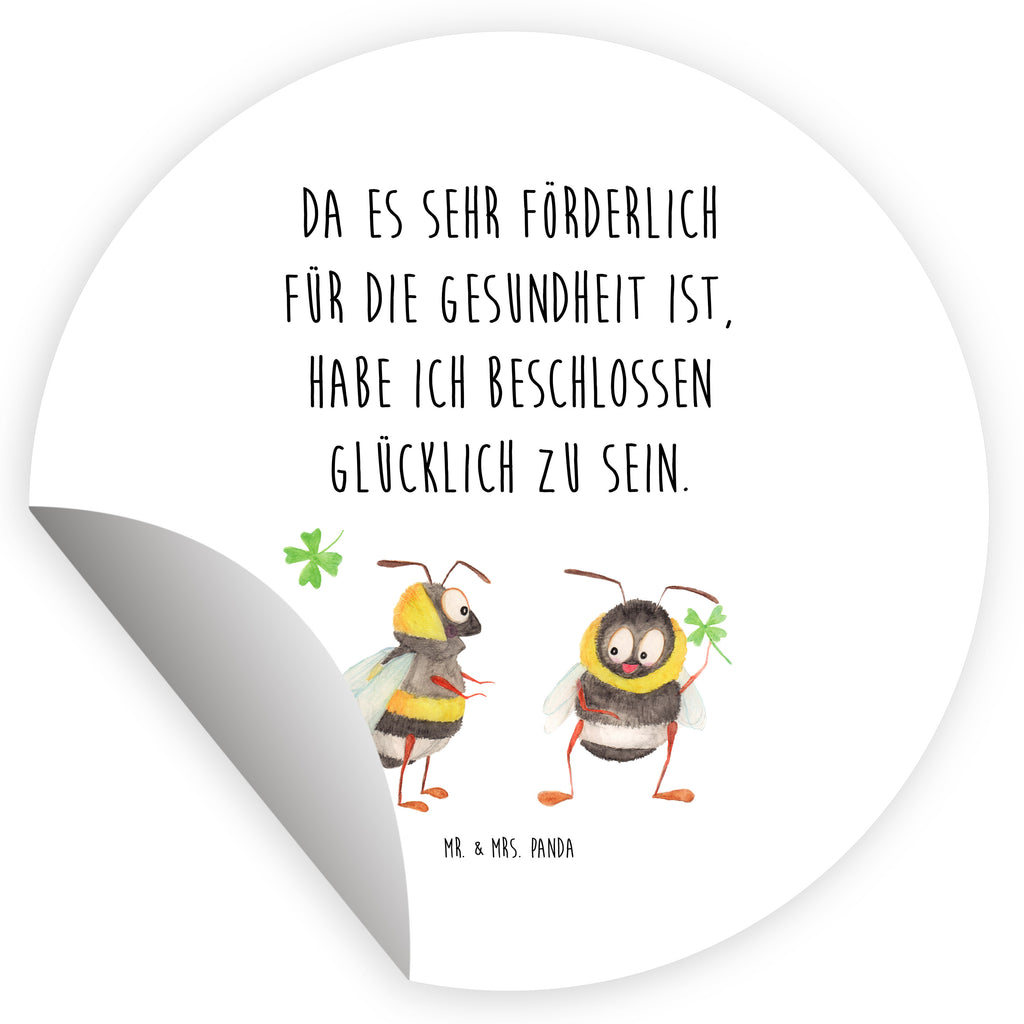 120mm Rund Aufkleber Hummeln mit Kleeblatt Sticker, Aufkleber, Etikett, Kinder, rund, Tiermotive, Gute Laune, lustige Sprüche, Tiere, Hummel, Biene, Spruch positiv, Biene Deko, Spruch schön, glücklich sein, glücklich werden, Spruch fröhlich