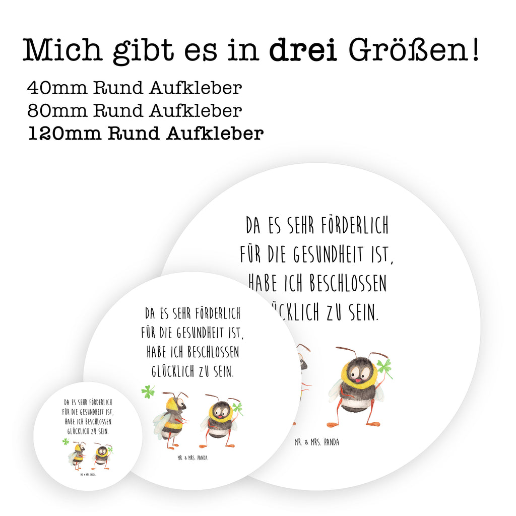 120mm Rund Aufkleber Hummeln mit Kleeblatt Sticker, Aufkleber, Etikett, Kinder, rund, Tiermotive, Gute Laune, lustige Sprüche, Tiere, Hummel, Biene, Spruch positiv, Biene Deko, Spruch schön, glücklich sein, glücklich werden, Spruch fröhlich