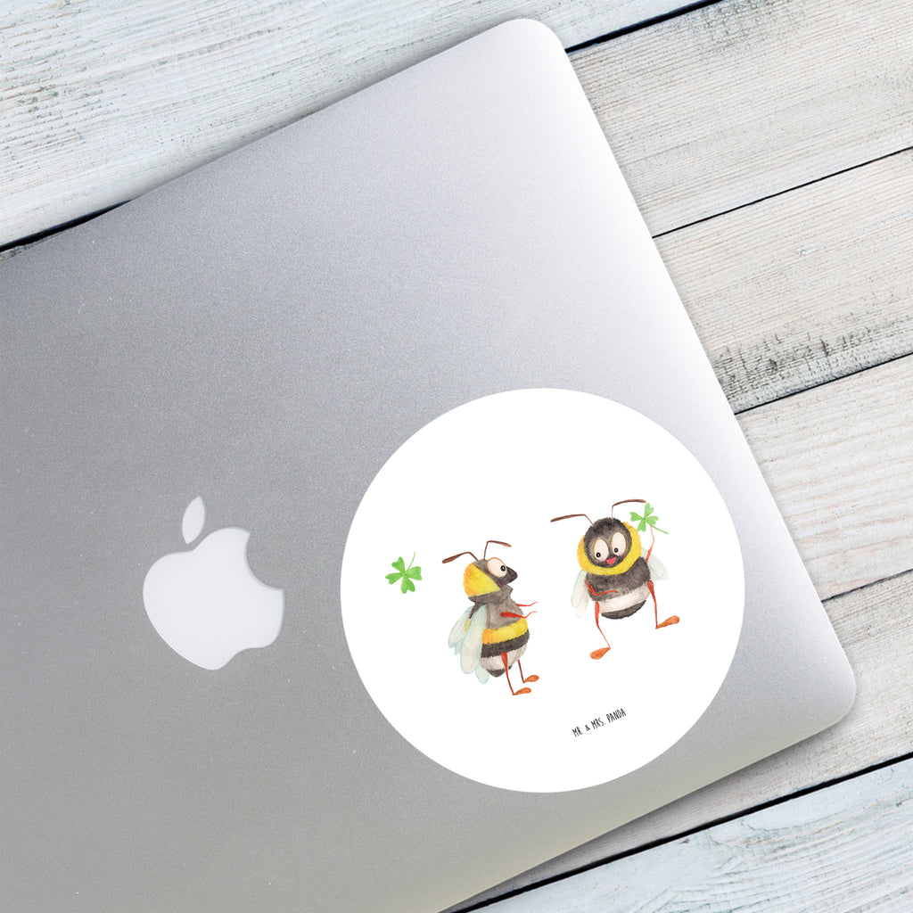 120mm Rund Aufkleber Hummeln mit Kleeblatt Sticker, Aufkleber, Etikett, Kinder, rund, Tiermotive, Gute Laune, lustige Sprüche, Tiere, Hummel, Biene, Spruch positiv, Biene Deko, Spruch schön, glücklich sein, glücklich werden, Spruch fröhlich