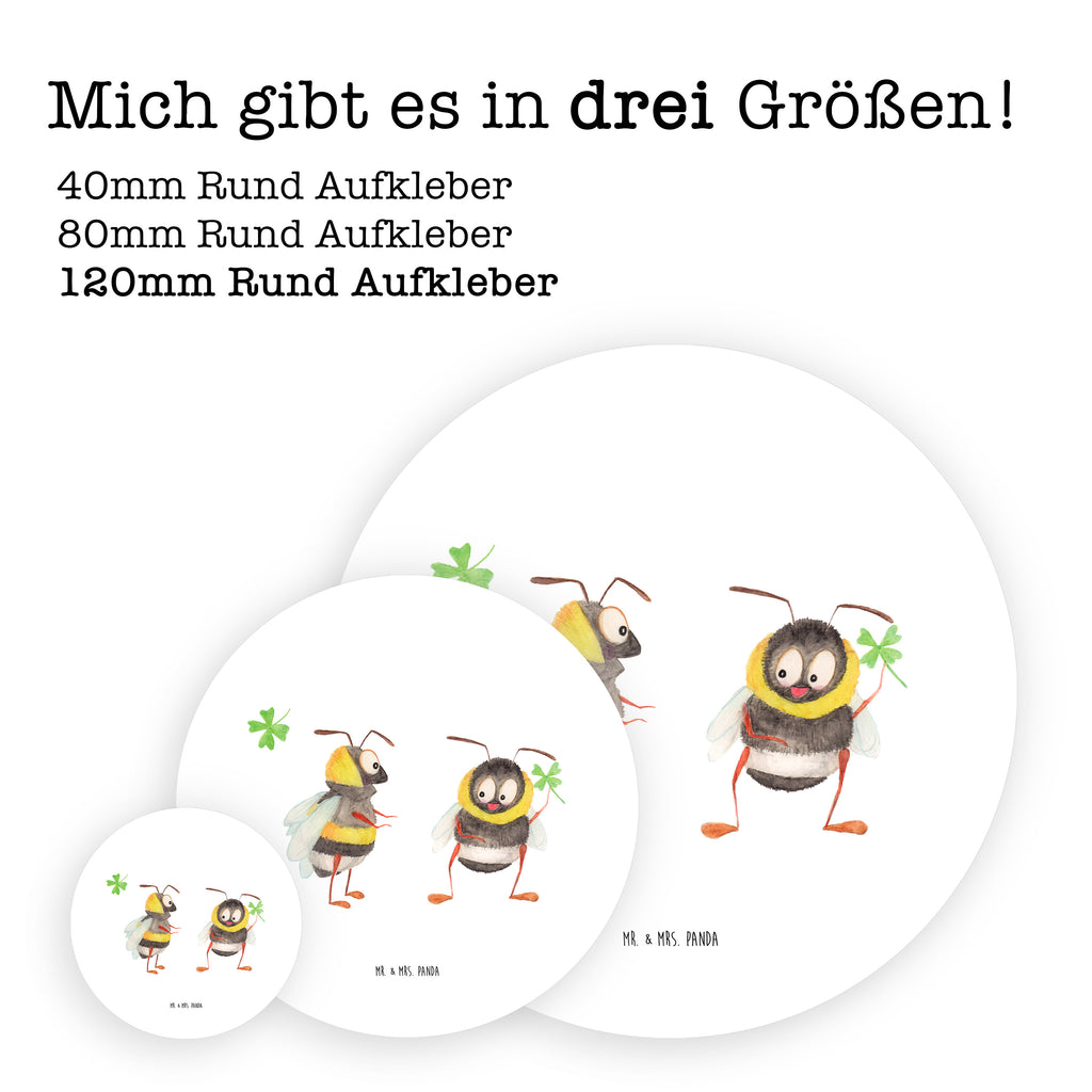120mm Rund Aufkleber Hummeln mit Kleeblatt Sticker, Aufkleber, Etikett, Kinder, rund, Tiermotive, Gute Laune, lustige Sprüche, Tiere, Hummel, Biene, Spruch positiv, Biene Deko, Spruch schön, glücklich sein, glücklich werden, Spruch fröhlich
