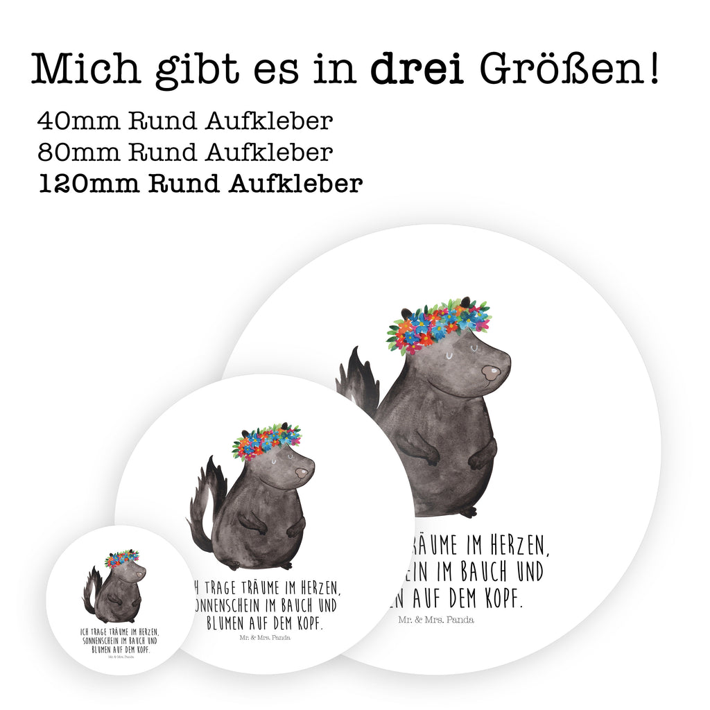 120mm Rund Aufkleber Stinktier Blumenmaedchen
