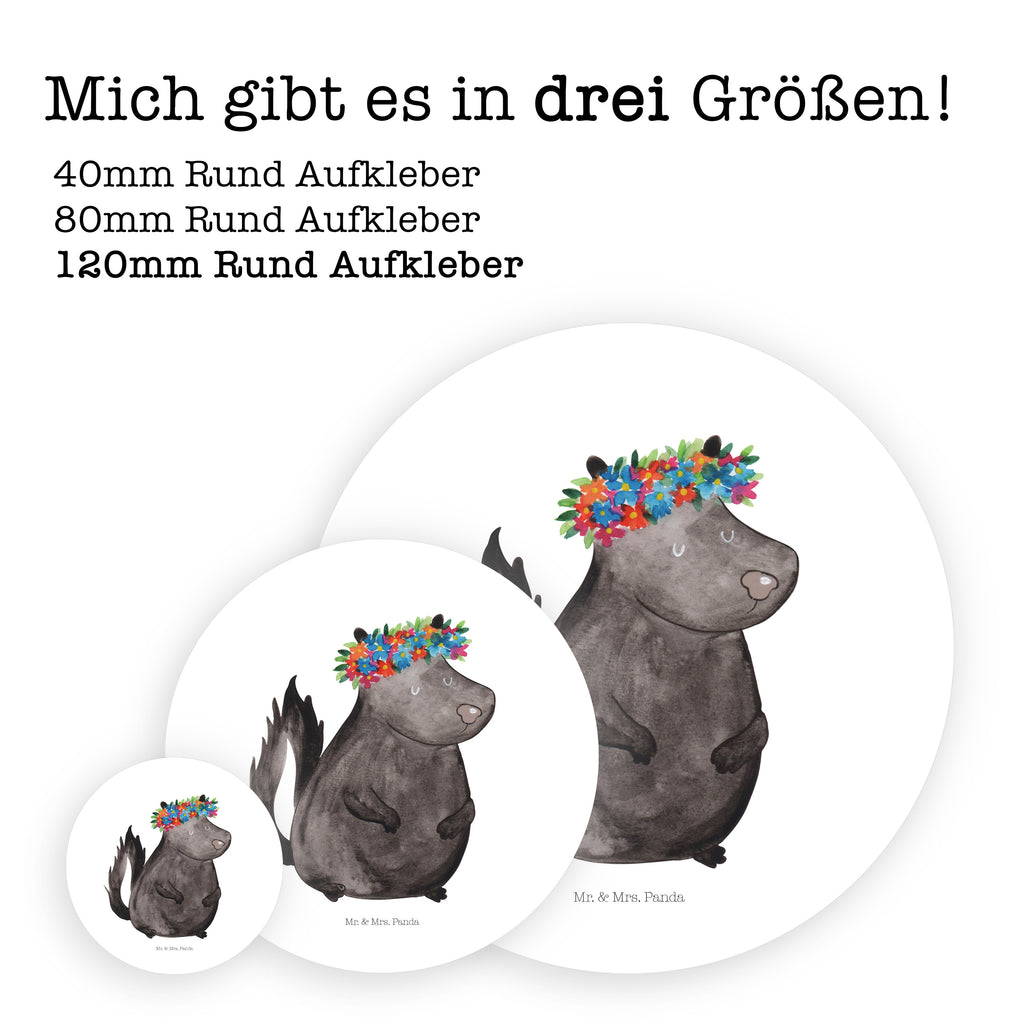 120mm Rund Aufkleber Stinktier Blumenmaedchen
