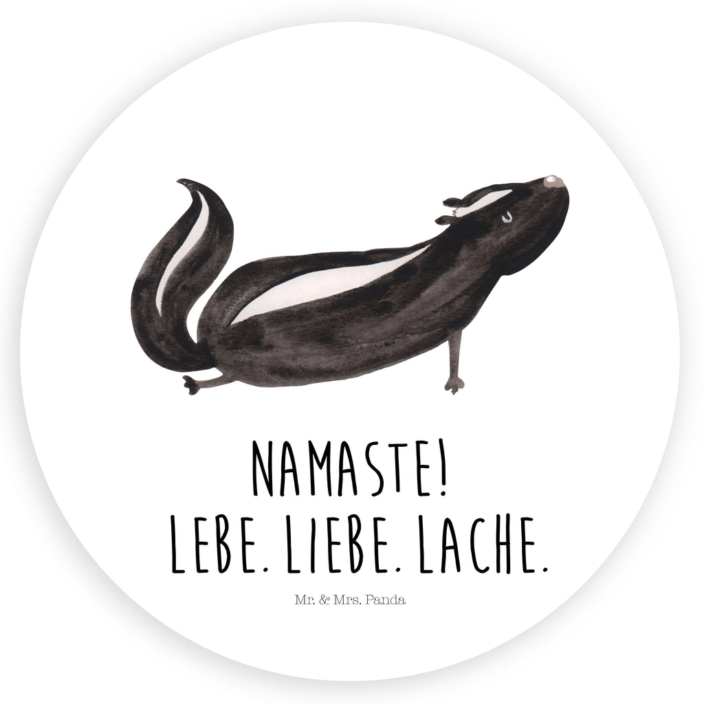40mm Rund Aufkleber Stinktier Yoga Sticker, Aufkleber, Etikett, Kinder, rund, Stinktier, Skunk, Wildtier, Raubtier, Stinker, Stinki, Yoga, Namaste, Lebe, Liebe, Lache