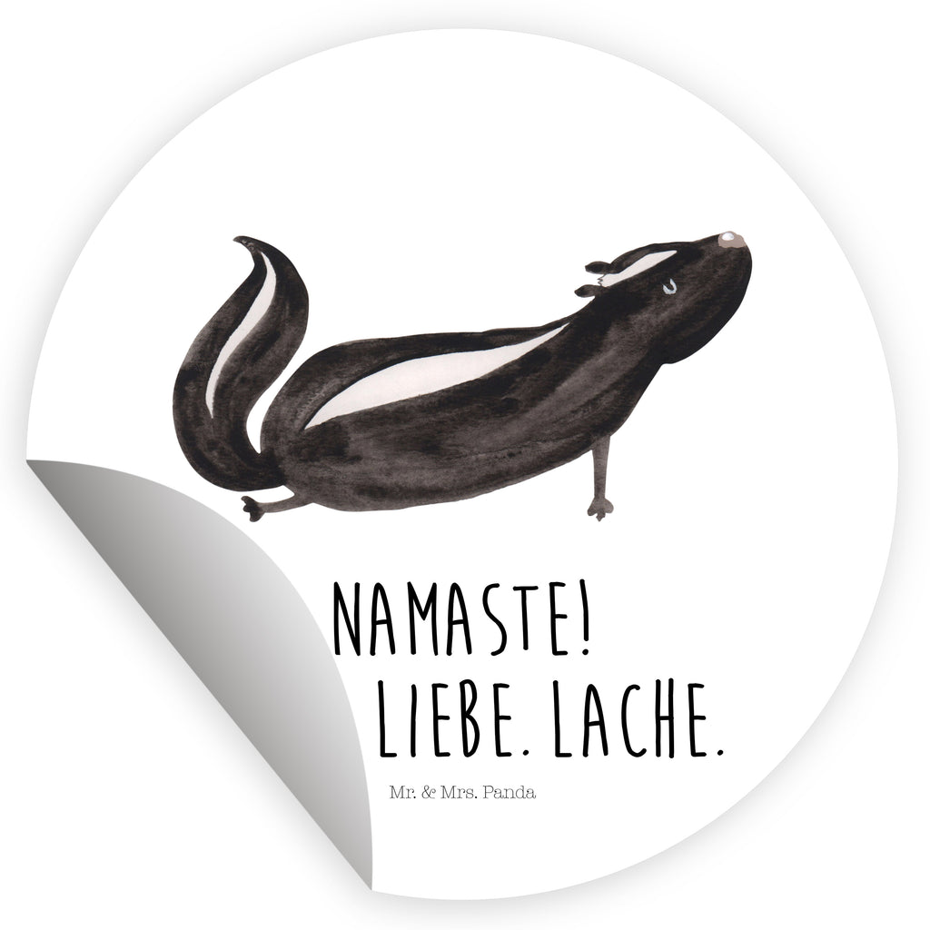 40mm Rund Aufkleber Stinktier Yoga Sticker, Aufkleber, Etikett, Kinder, rund, Stinktier, Skunk, Wildtier, Raubtier, Stinker, Stinki, Yoga, Namaste, Lebe, Liebe, Lache