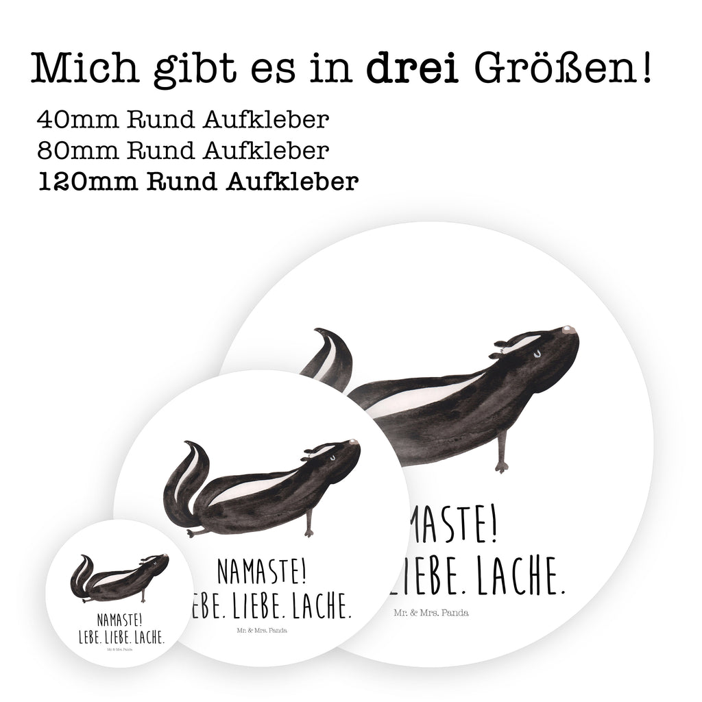 40mm Rund Aufkleber Stinktier Yoga Sticker, Aufkleber, Etikett, Kinder, rund, Stinktier, Skunk, Wildtier, Raubtier, Stinker, Stinki, Yoga, Namaste, Lebe, Liebe, Lache