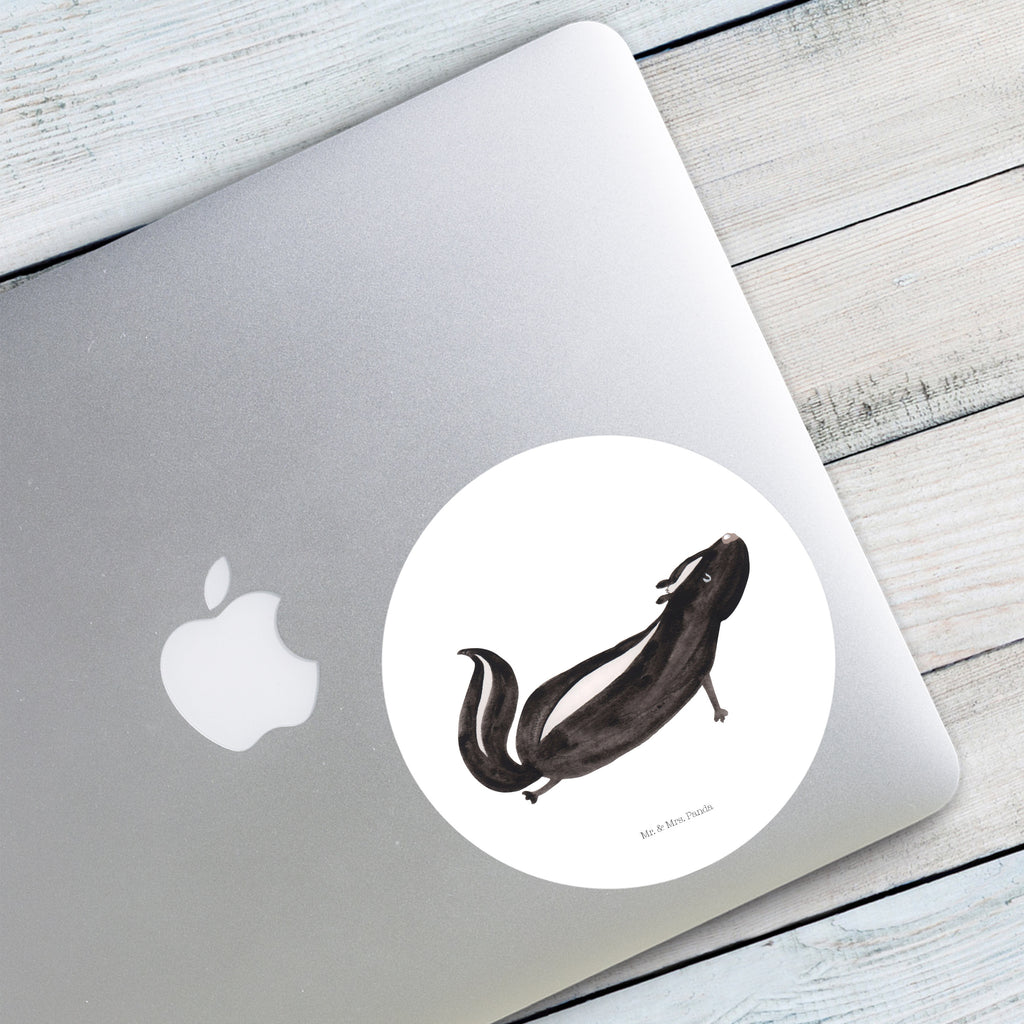 40mm Rund Aufkleber Stinktier Yoga Sticker, Aufkleber, Etikett, Kinder, rund, Stinktier, Skunk, Wildtier, Raubtier, Stinker, Stinki, Yoga, Namaste, Lebe, Liebe, Lache
