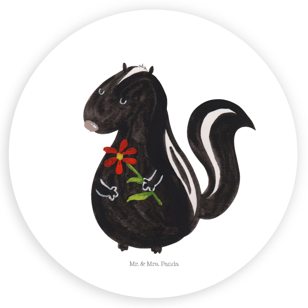 120mm Rund Aufkleber Stinktier Blume Sticker, Aufkleber, Etikett, Kinder, rund, Stinktier, Skunk, Wildtier, Raubtier, Stinker, Stinki, Tagträumer, verträumt, Dreams, Träume