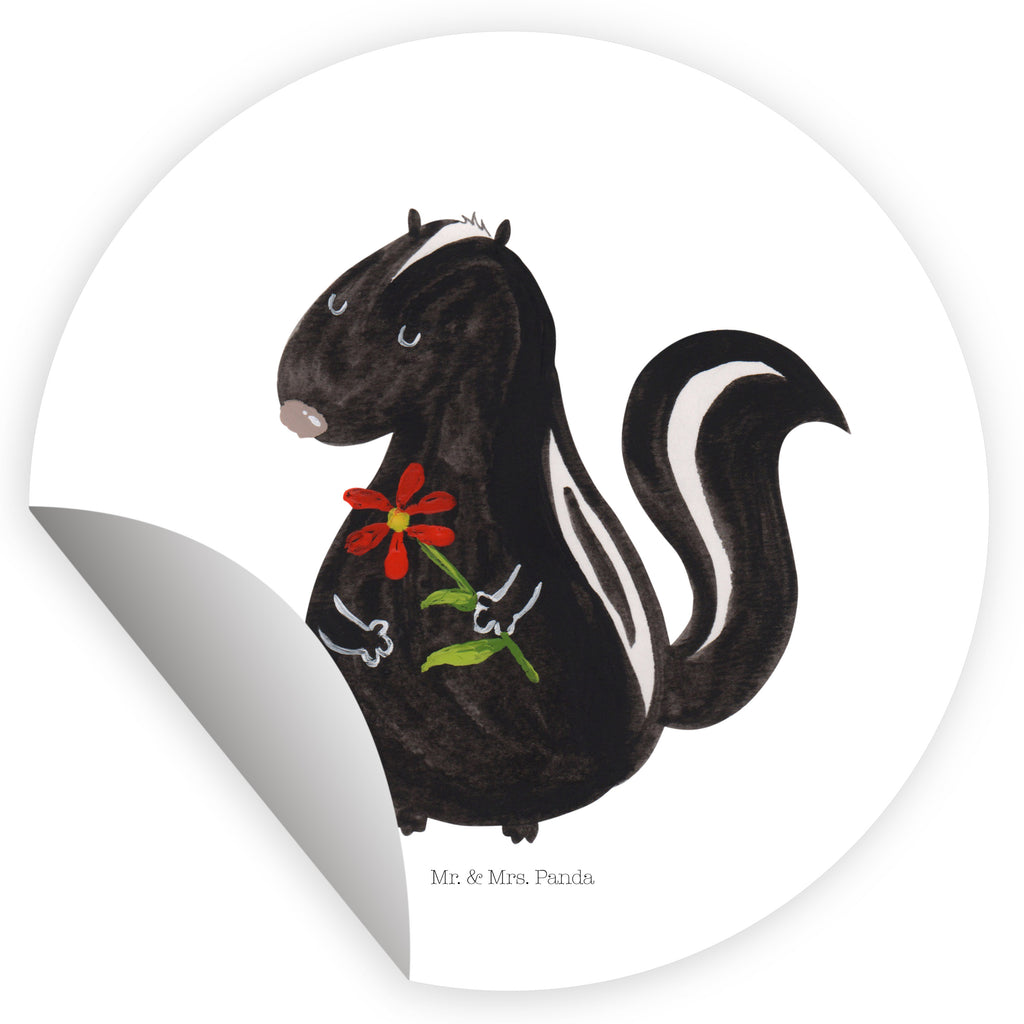 120mm Rund Aufkleber Stinktier Blume Sticker, Aufkleber, Etikett, Kinder, rund, Stinktier, Skunk, Wildtier, Raubtier, Stinker, Stinki, Tagträumer, verträumt, Dreams, Träume