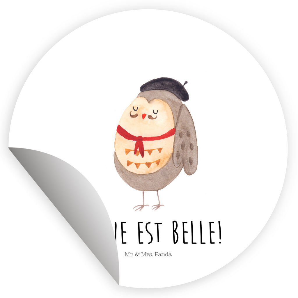 120mm Rund Aufkleber Eule Französisch Sticker, Aufkleber, Etikett, Kinder, rund, Eule, Eulen, Eule Deko, Owl, hibou, La vie est belle, das Leben ist schön, Spruch schön, Spruch Französisch, Frankreich