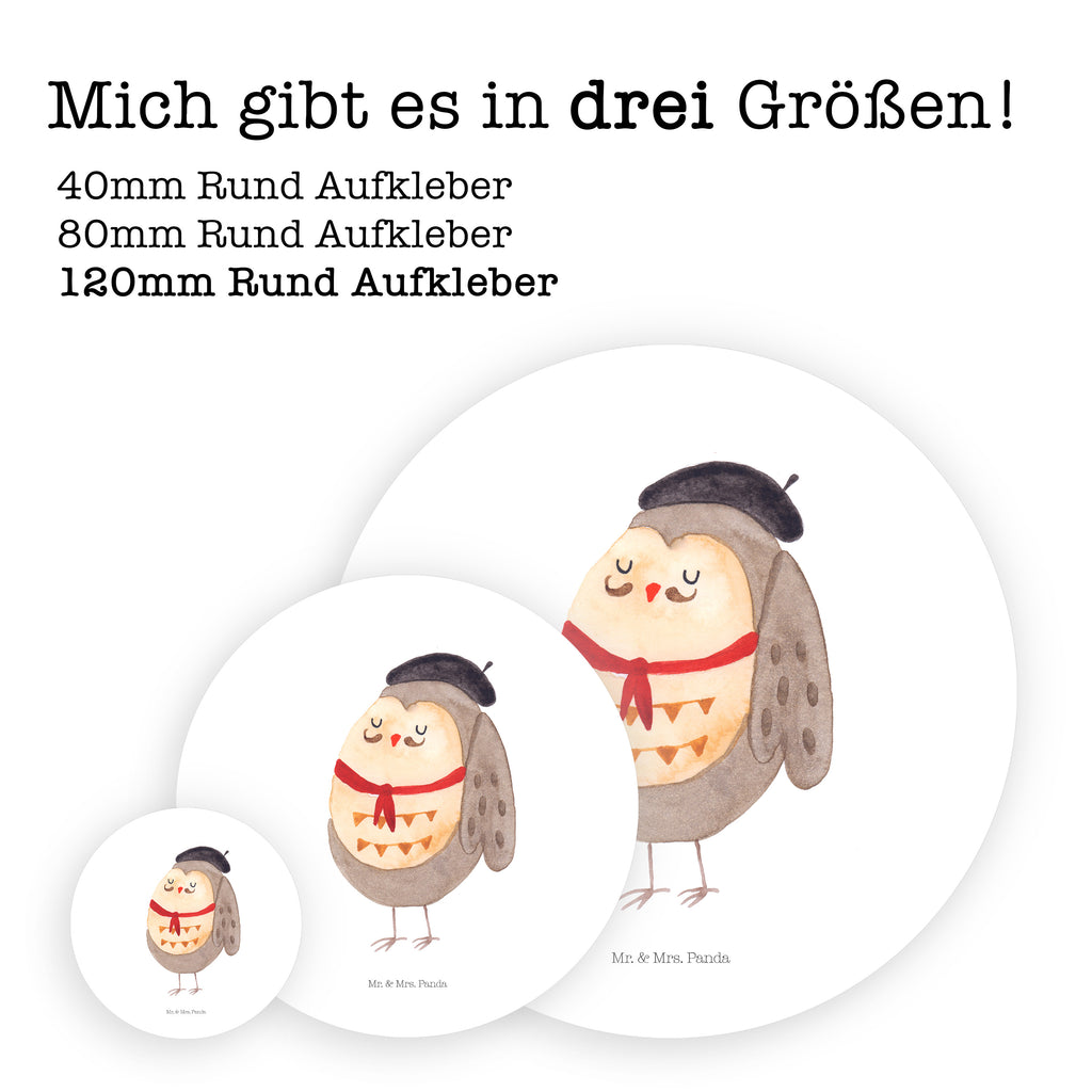 120mm Rund Aufkleber Eule Französisch Sticker, Aufkleber, Etikett, Kinder, rund, Eule, Eulen, Eule Deko, Owl, hibou, La vie est belle, das Leben ist schön, Spruch schön, Spruch Französisch, Frankreich