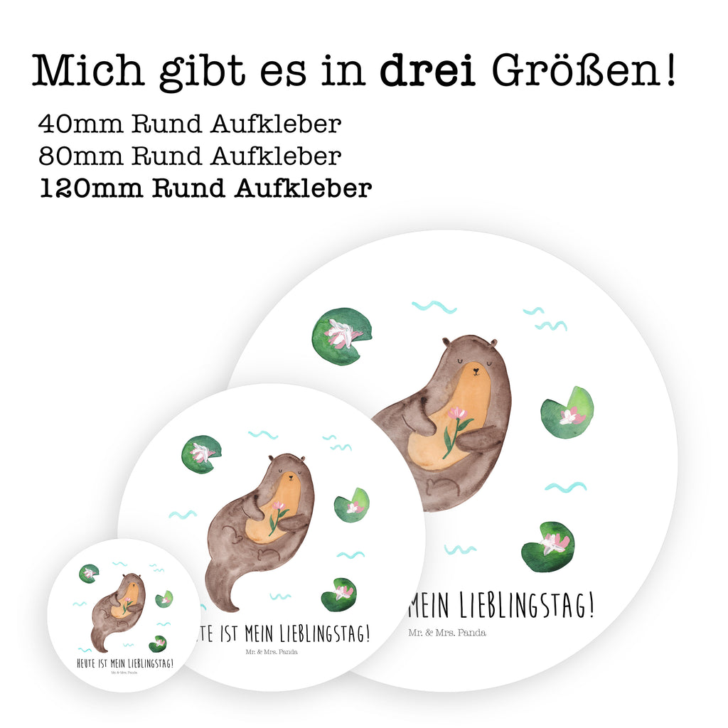 120mm Rund Aufkleber Otter mit Seerose