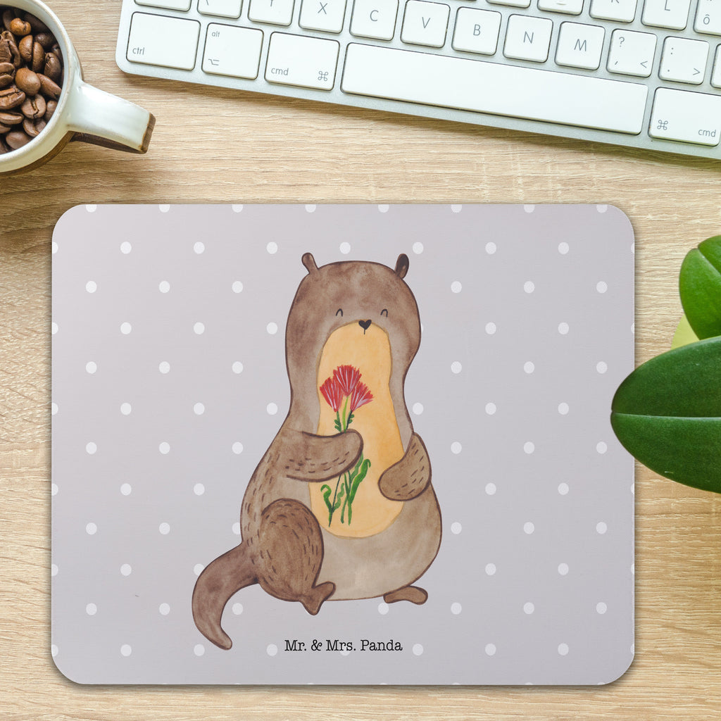 Mauspad Otter Blumenstrauß Mousepad, Computer zubehör, Büroausstattung, PC Zubehör, Arbeitszimmer, Mauspad, Einzigartiges Mauspad, Designer Mauspad, Otter, Fischotter, Seeotter, Otter Seeotter See Otter