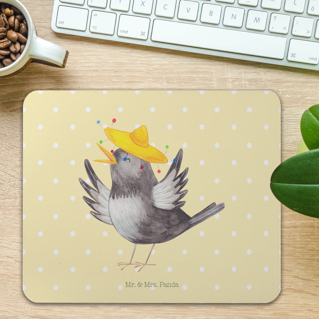 Mauspad Rabe mit Sombrero Mousepad, Computer zubehör, Büroausstattung, PC Zubehör, Arbeitszimmer, Mauspad, Einzigartiges Mauspad, Designer Mauspad, Tiermotive, Gute Laune, lustige Sprüche, Tiere, Rabe, Vogel, Vögel, Spruch positiv, fröhlich sein, glücklich sein, Glück Spruch, froh, Elster, Motivation