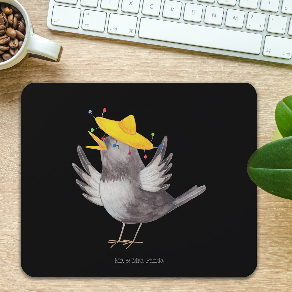 Mauspad Rabe mit Sombrero Mousepad, Computer zubehör, Büroausstattung, PC Zubehör, Arbeitszimmer, Mauspad, Einzigartiges Mauspad, Designer Mauspad, Tiermotive, Gute Laune, lustige Sprüche, Tiere, Rabe, Vogel, Vögel, Spruch positiv, fröhlich sein, glücklich sein, Glück Spruch, froh, Elster, Motivation