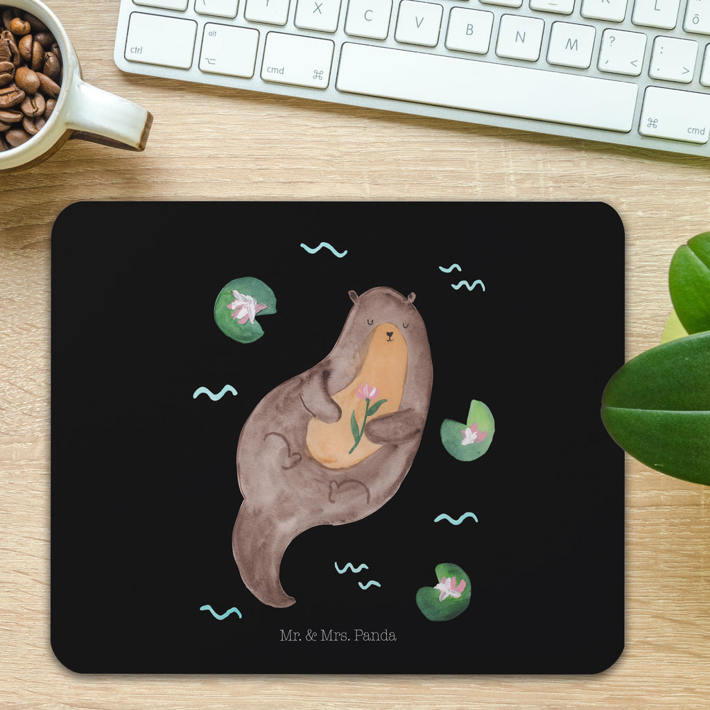 Mauspad Otter mit Seerose Mousepad, Computer zubehör, Büroausstattung, PC Zubehör, Arbeitszimmer, Mauspad, Einzigartiges Mauspad, Designer Mauspad, Otter, Fischotter, Seeotter, Otter Seeotter See Otter