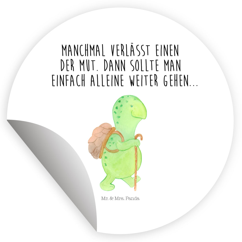 40mm Rund Aufkleber Schildkröte Wanderer Sticker, Aufkleber, Etikett, Kinder, rund, Schildkröte, Schildkröten, Motivation, Motivationsspruch, Motivationssprüche, Neuanfang