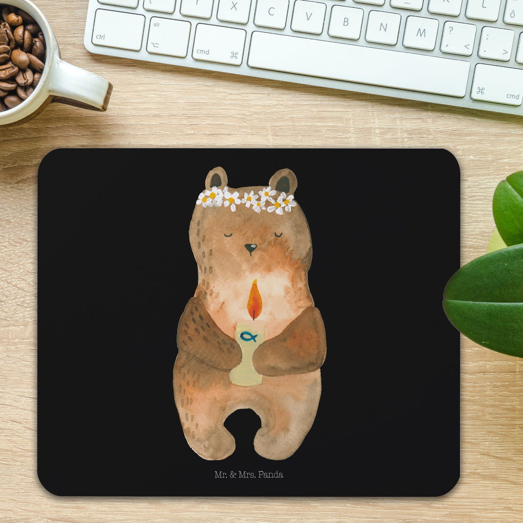 Mauspad Kommunion-Bär Mousepad, Computer zubehör, Büroausstattung, PC Zubehör, Arbeitszimmer, Mauspad, Einzigartiges Mauspad, Designer Mauspad, Bär, Teddy, Teddybär, Kommunion, Gottes Segen, Taufkerze, katholisch