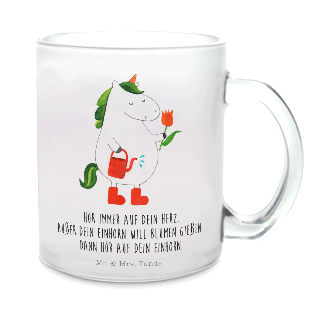 Teetasse Einhorn Gärtner Teetasse, Teeglas, Teebecher, Tasse mit Henkel, Tasse, Glas Teetasse, Teetasse aus Glas, Einhorn, Einhörner, Einhorn Deko, Pegasus, Unicorn, Luftballon, Gießkanne, Giesskanne, Lebenslust, Freude, Blume, Freundin, Garten, Stiefel